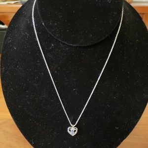 14K White Gold Tanzanite & Diamond Necklace 16"